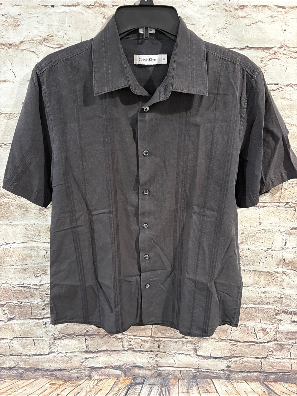 Calvin Klein Men's Short Sleeve Button-Up Shirt - Black